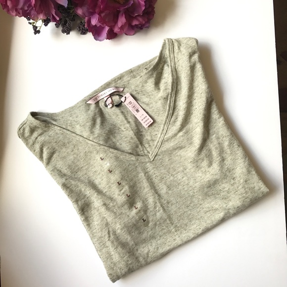 T-shirt Blanc Victoria's Secret Rare Bling V-neck - Neuf Avec étiquettes